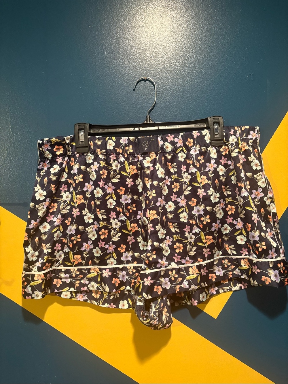 Victoria's Secret Navy Floral Satin Sleep Shorts NWOT